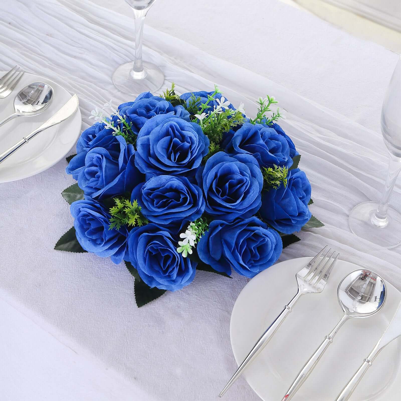 2-Pack Royal Blue Silk Rose Balls | eFavormart