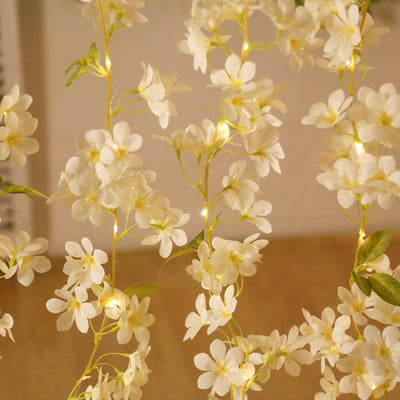 2-Pack Silk Flower Garland Vine Lights 6ft Jasmine Design White Warm White - Battery Operated Decorative Fairy Lights