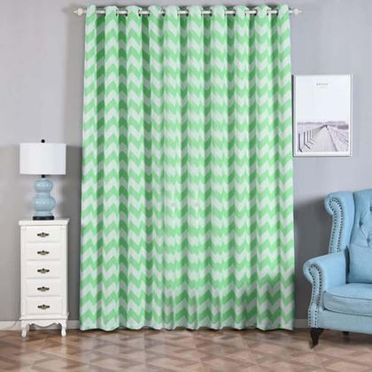 2 Pack White/Mint Chevron Print Blackout Window Curtain Grommet Panels, Noise Cancelling Curtains 52"x108"