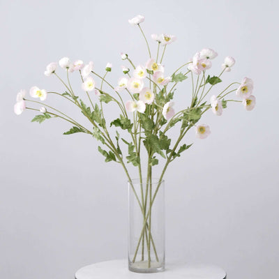 2 Pack Blush Artificial Silk Poppy Flower Stems, 33" Faux Floral Decor