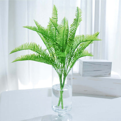 2 Pack Artificial Green Cycas Fern Leaf Stems, Faux Indoor Plant Decor