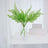 Green fern arrangement in a clear vase on a table