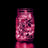 Pink fairy lights in a jar against a black background. #whtbkgd