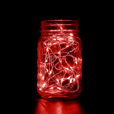 20 LED Starry Bright String Lights 90" Micro Fairy Lights Red - Battery Operated