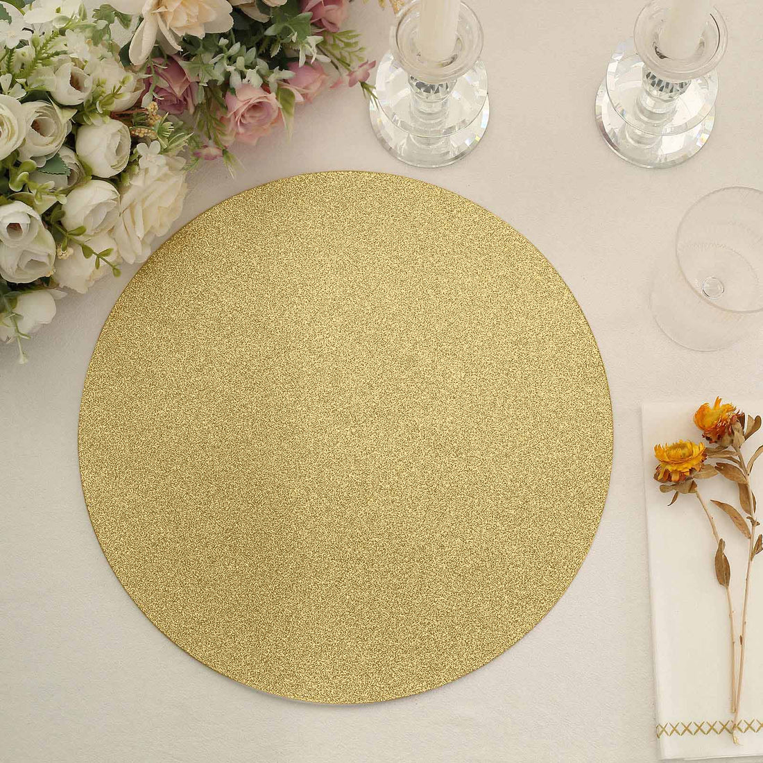 DII Ronde gevlochten & geweven, binnen/buiten Placemat of oplader, set van 6, metallic goud