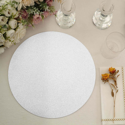 20-Pack Disposable Table Placemats 13" Silver Glitter - 210GSM Paper Placemats for Dazzling Events