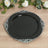Elegant black plate with intricate white lace design.