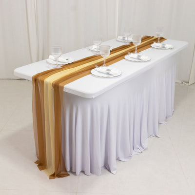 20-Pack Sheer Table Runners Champagne Gold, 9ft Long Sheer Drapes Table Decor, Wrinkle-Free