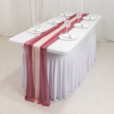 20-Pack Sheer Table Runners Mauve Blush, 9ft Long Sheer Drapes Table Decor, Wrinkle-Free