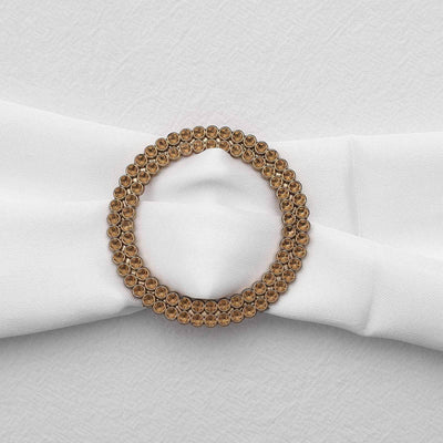 20 Pack Diamond Circle Chair Sash Band Buckle Pin 2.5" Antique Gold - Rhinestone Napkin Rings