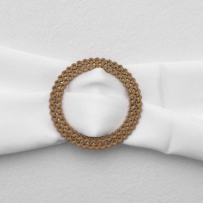 20 Pack Diamond Circle Chair Sash Band Buckle Pin 2.5" Antique Gold - Rhinestone Napkin Rings