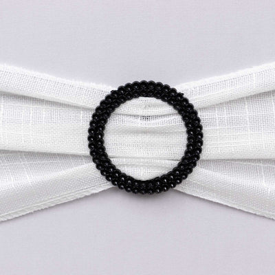 20 Pack Diamond Circle Chair Sash Band Buckle Pin 2.5" Black - Rhinestone Napkin Rings