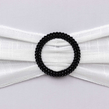 20 Pack Diamond Circle Chair Sash Band Buckle Pin 2.5" Black - Rhinestone Napkin Rings