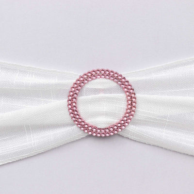 20 Pack Diamond Circle Chair Sash Band Buckle Pin 2.5" Pink - Rhinestone Napkin Rings