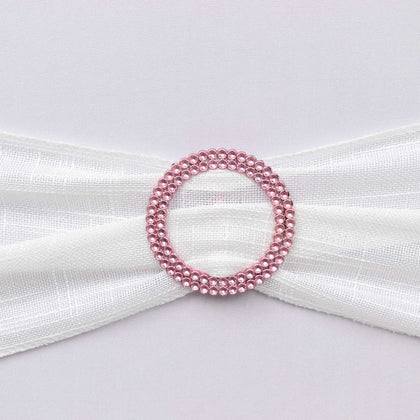 20 Pack Diamond Circle Chair Sash Band Buckle Pin 2.5" Pink - Rhinestone Napkin Rings