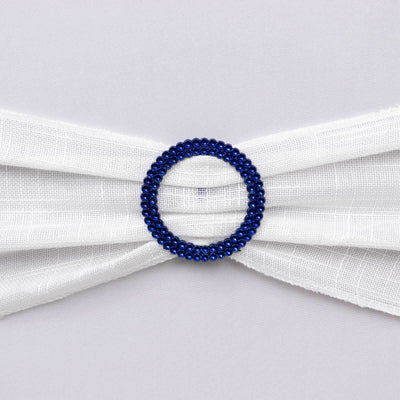 20 Pack Diamond Circle Chair Sash Band Buckle Pin 2.5" Royal Blue - Rhinestone Napkin Rings