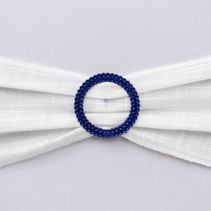 20 Pack Diamond Circle Chair Sash Band Buckle Pin 2.5" Royal Blue - Rhinestone Napkin Rings