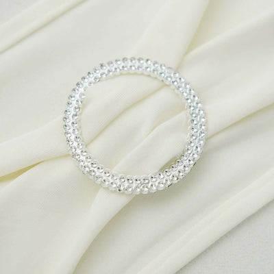 20 Pack Diamond Circle Chair Sash Band Buckle Pin 2.5" Silver - Rhinestone Napkin Rings