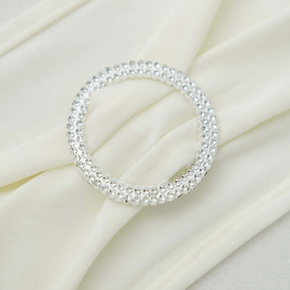 20 Pack Diamond Circle Chair Sash Band Buckle Pin 2.5" Silver - Rhinestone Napkin Rings