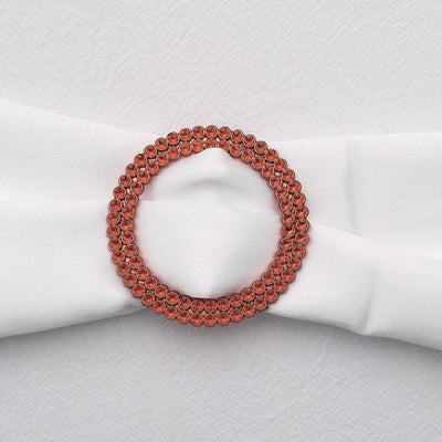 20 Pack Diamond Circle Chair Sash Band Buckle Pin 2.5" Terracotta (Rust) - Rhinestone Napkin Rings