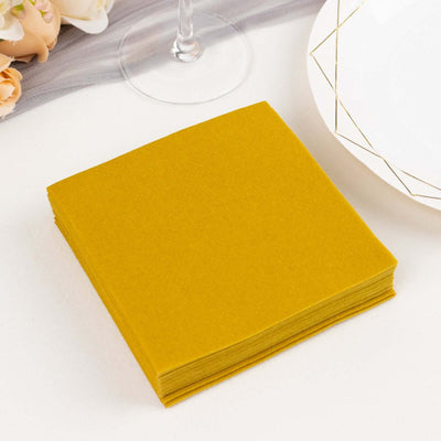 20 Pack Linen-Like Paper Napkins 5"x5" Gold - Soft Single-Use Airlaid Cocktail Napkins