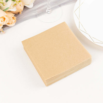 20 Pack Linen-Like Paper Napkins 5"x5" Natural - Soft Single-Use Airlaid Cocktail Napkins