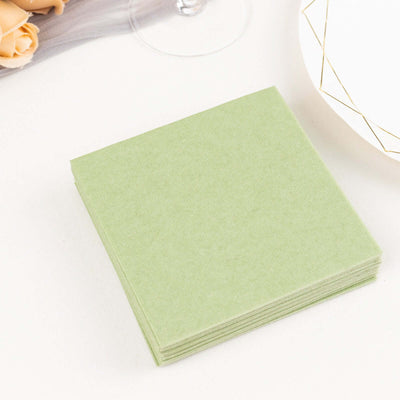 20 Pack Linen-Like Paper Napkins 5"x5" Sage Green - Soft Single-Use Airlaid Cocktail Napkins
