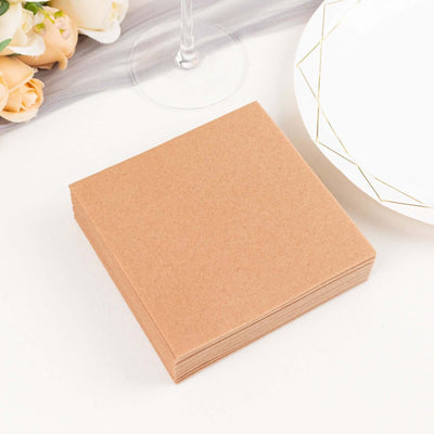 20 Pack Linen-Like Paper Napkins 5"x5" Terracotta (Rust) - Soft Single-Use Airlaid Cocktail Napkins