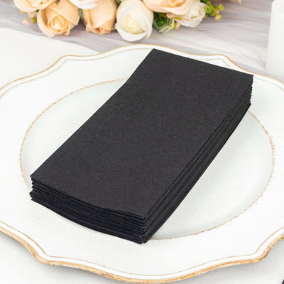 20 Pack Linen-Like Paper Napkins 8.5"x4" Black - Soft & Hygienic Airlaid Towels