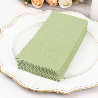 20 Pack Linen-Like Paper Napkins 8.5"x4" Sage Green - Soft & Hygienic Airlaid Towels