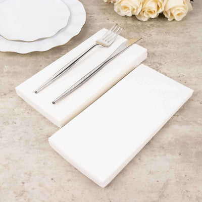 20 Pack Linen-Like Paper Napkins 8.5"x4" White - Soft Hygienic Airlaid Guest Towels for Formal & Casual Dining