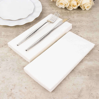 20 Pack Linen-Like Paper Napkins 8.5"x4" White - Soft Hygienic Airlaid Guest Towels for Formal & Casual Dining