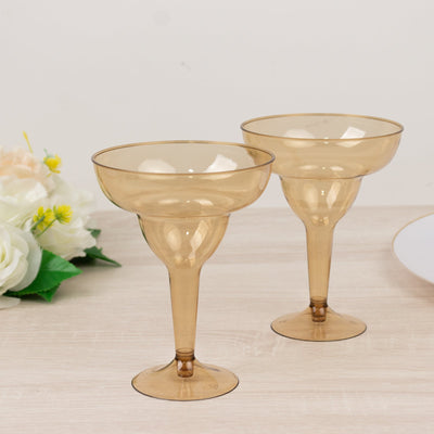 20-Pack Plastic Margarita Glasses 10oz Amber Gold - Disposable Cocktail Cups for Frozen Drinks