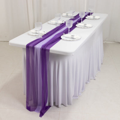 20-Pack Sheer Table Runners Purple Lavender Lilac, 9ft Long Sheer Drapes Table Decor, Wrinkle-Free