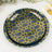 Navy blue decorative plates with gold geometric pattern