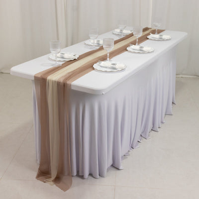 20-Pack Sheer Table Runners Taupe Beige, 9ft Long Sheer Drapes Table Decor, Wrinkle-Free