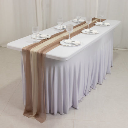 20-Pack Sheer Table Runners Taupe Beige, 9ft Long Sheer Drapes Table Decor, Wrinkle-Free