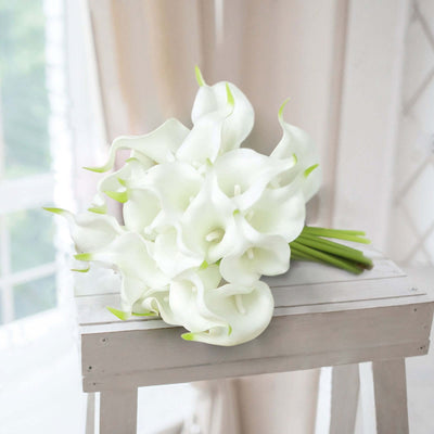20 Pack Artificial White Calla Lily Flower Stems 14"