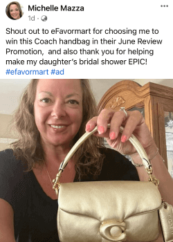 Post by Michelle M. showcasing a Coach Handbag won from efavormart in June Review Promotion