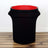 Black trash can with red interior, modern design for home or office use. #whtbkgd