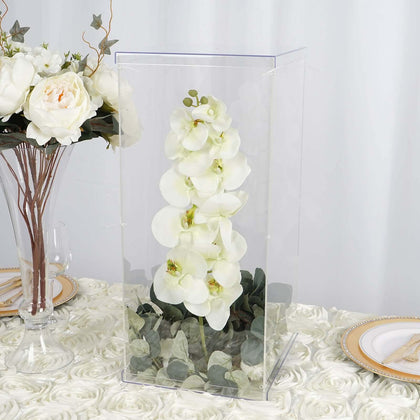 Clear Acrylic Pedestal Riser, Transparent Display Box with Interchangeable Lid and Base 24"