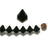 Black crystal pyramid beads on a string with a penny for scale. #whtbkgd