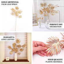 3 Pack | 24inch Metallic Gold Artificial Palm Leaf Branches, Faux Plant Vase Fillers