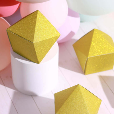 25 Pack DIY Gold Glittered Geometric Wedding Favor Gift Box 3"x4"