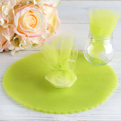 25 Pack Apple Green Sheer Nylon Tulle Circles Favor Wrap, DIY Craft Fabric 9"