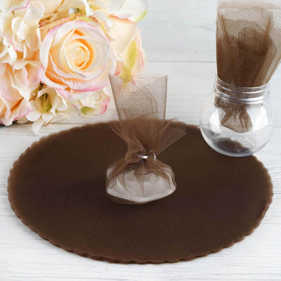 25 Pack Chocolate Sheer Nylon Tulle Circles Favor Wrap, DIY Craft Fabric 9"