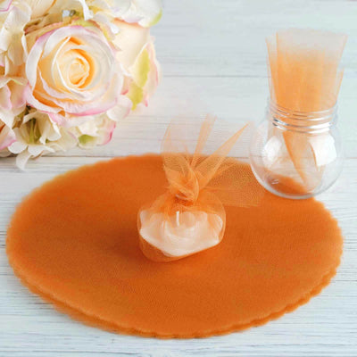 25 Pack Orange Sheer Nylon Tulle Circles Favor Wrap, DIY Craft Fabric 9"