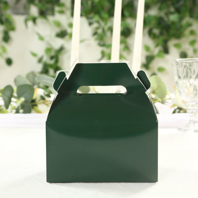 25 Pack Party Favor Gift Tote Gable Boxes, Hunter Emerald Green Candy Treat Boxes 6"x3.5"x7"