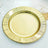 Gold decorative charger plate with a textured rim.