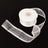 Clear satin ribbon roll with a loose ribbon strand.